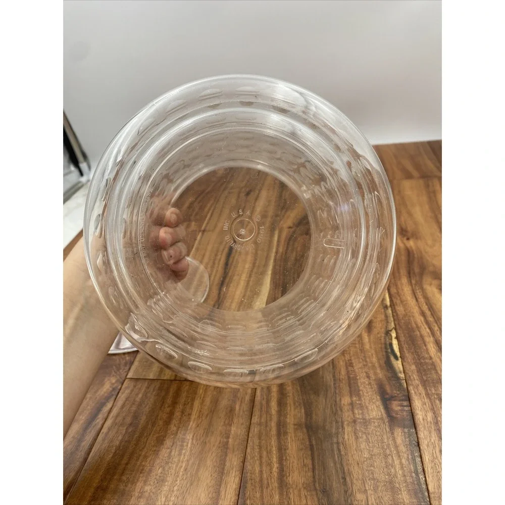 Vintage Ice Bucket With Lid Acrylic Mid Century Lucite Clear Circles 1990 US